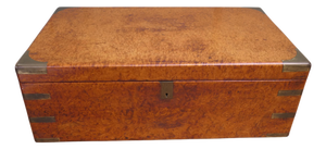 Antique Pollard Oak Campaign Writing Slope, 1800s