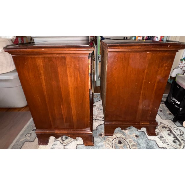 Chestnut Vintage Kling Solid Cherrywood Nightstands Pair For Sale - Image 8 of 12