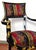 Italian Black Lacquer and Gilt Armchair with Floral Cotton Satin Upholstery, 1980s For Sale - Image 6 of 9