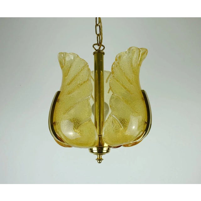 Mid-Century Brass Amber Glass Pendant Lamp by Carl Fagerlund, 1960s For Sale - Image 9 of 11