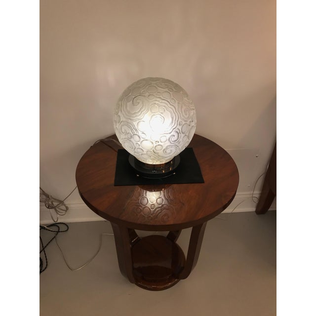 French Art Deco Table Lamp by Sabino With Geometric Motif For Sale - Image 9 of 12
