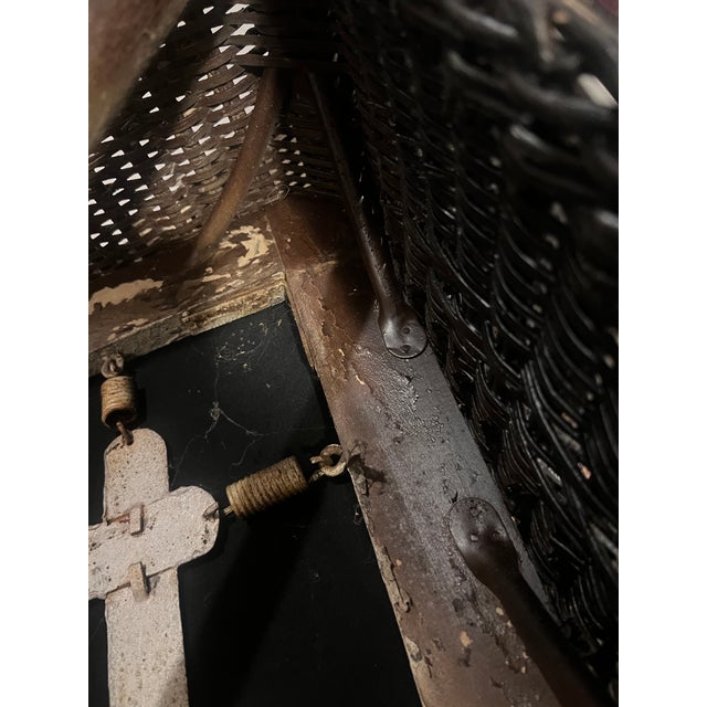 Antique Bar Harbor Style Black Wicker Armchair-Early 1900's-Original Spring Seat For Sale - Image 11 of 13
