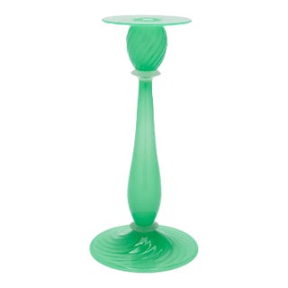 Jade and Alabaster Glass Candlestick by Steuben, 1900's For Sale