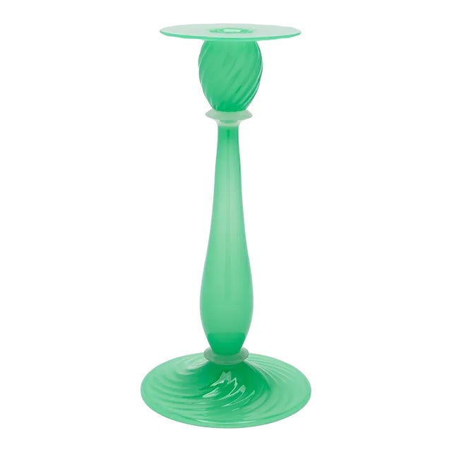 Jade and Alabaster Glass Candlestick by Steuben, 1900's For Sale