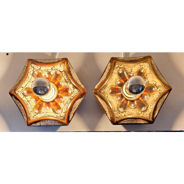 Ceramic Vintage Wall Lamps in Brown-Beige Ceramic by Pan, 1970s, Set of 2 For Sale - Image 7 of 10