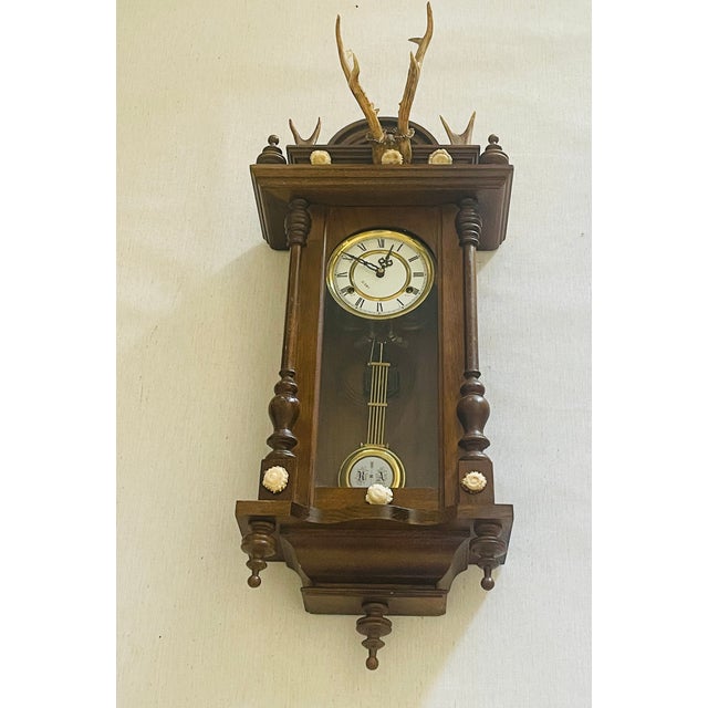 Rustic Antique Black Forest Wall Pendulum Clock For Sale - Image 3 of 6