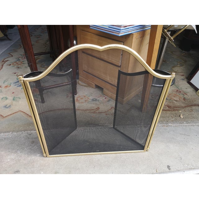 Mid-Century Modern Gilt Trifold Fireplace Screen Guard, 1970s For Sale - Image 3 of 8