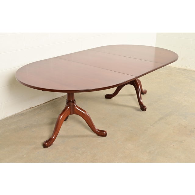 Queen Anne Kittinger Georgian Solid Mahogany Double Pedestal Extension Dining Table For Sale - Image 3 of 15