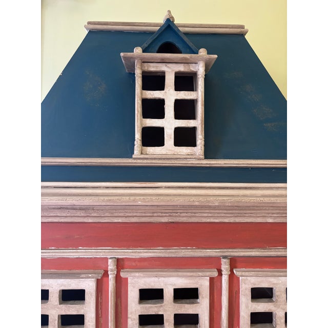 19th Century Vintage Hand-Painted French Château Dollhouse Cabinet For Sale - Image 5 of 6