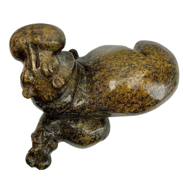 Malachite Stylized Hippopotamus with Infant by Thomas Mtasa, 1960 For Sale - Image 14 of 18