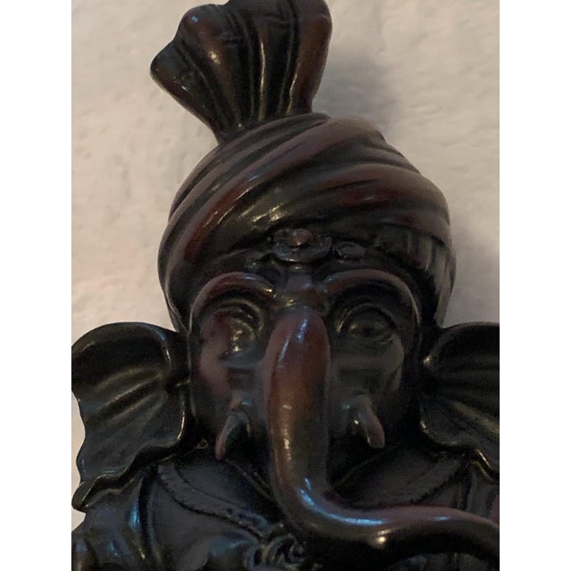 Late 20th Century Tibetan Buddhist Ganapati, Lord Ganesh Solid Mahogany Hand-Carved Statue For Sale In Washington DC - Image 6 of 12