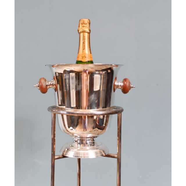 Metal French Silver-Plated Champagne Stand Bucket For Sale - Image 7 of 9