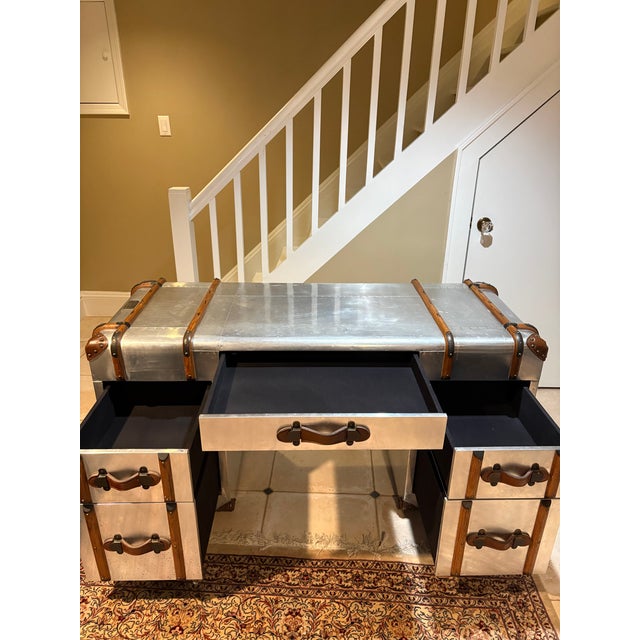 2010s Timothy Oulton Tom Richards Trunk Desk — Polished Aluminum | Discontinued For Sale - Image 5 of 8