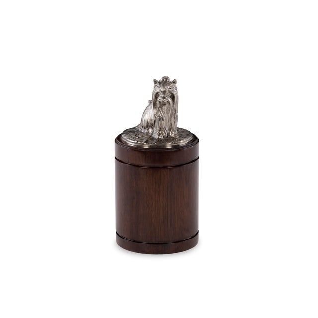 Traditional Maitland-Smith Nickel Yorkie Canister For Sale - Image 3 of 4