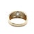 Bold two-tone 14K yellow and white gold band ring centered with a bezel-set round diamond totaling approx. 0.53 carats....
