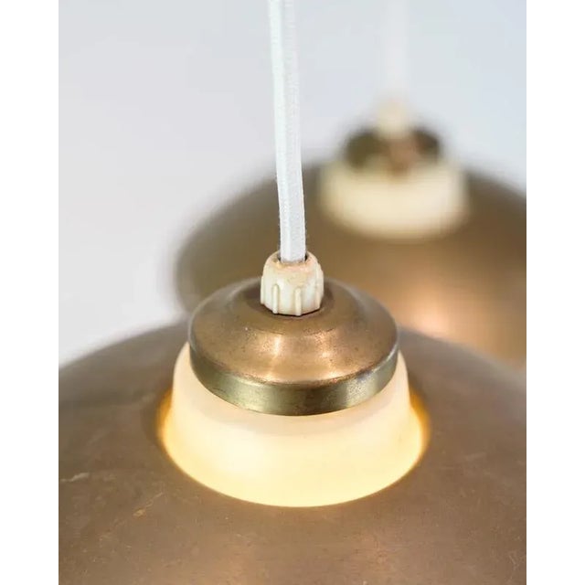 Vintage 3-Arm Ceiling Pendant in Opal Glass and Brass by Bent Karlby, 1950s For Sale - Image 10 of 13