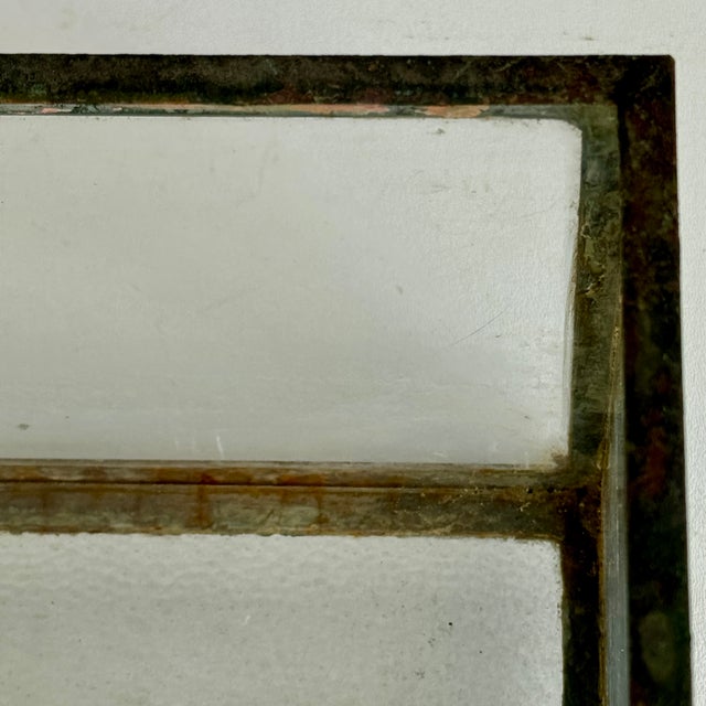Early 20th Century Small Antique Metal & Old Glass Terrarium in Green Patina, Decorative For Sale - Image 5 of 8