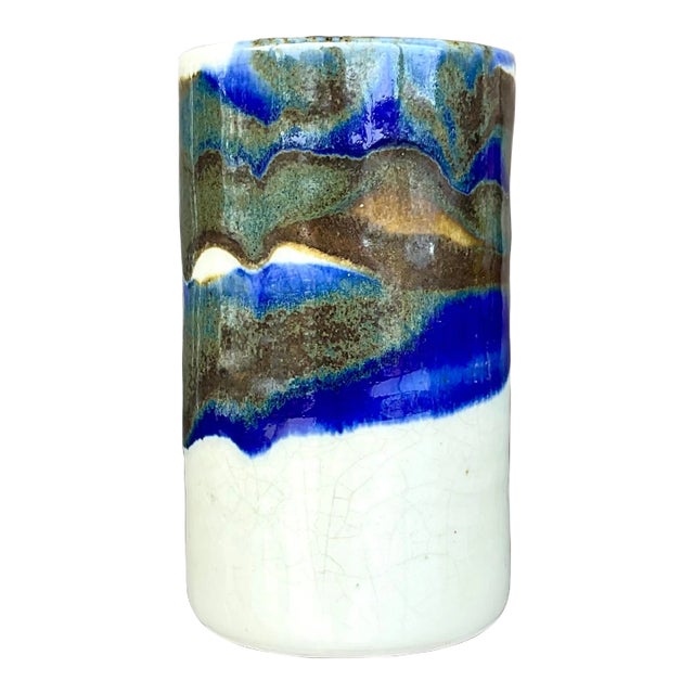 Vintage Boho Signed Studio Pottery Vase For Sale