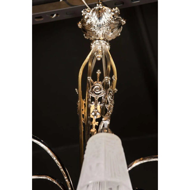 1930s Art Deco Nickeled Bronze Chandelier by Muller Frères For Sale - Image 5 of 7