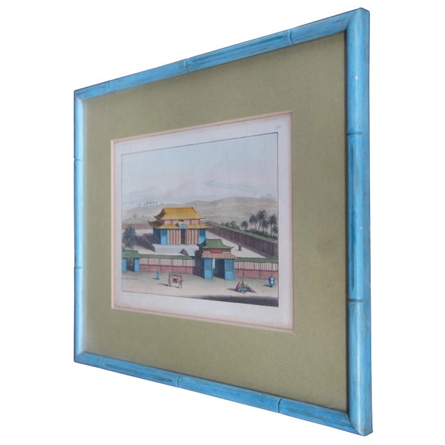 Mid 20th Century Vintage Bigatti Colored Asian Pagoda Buddhist Temple Engraving, Framed For Sale - Image 10 of 10