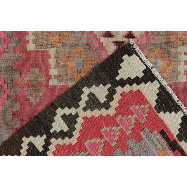 Textile 1950s Vintage Northwest Persian Kilim in Salmon With Medallions, From Rug & Kilim For Sale - Image 7 of 8