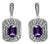 .925 Sterling Silver Diamond Accent and 7x5mm Purple Amethyst Stud Earrings (I-J Color, I2-I3 Clarity) For Sale
