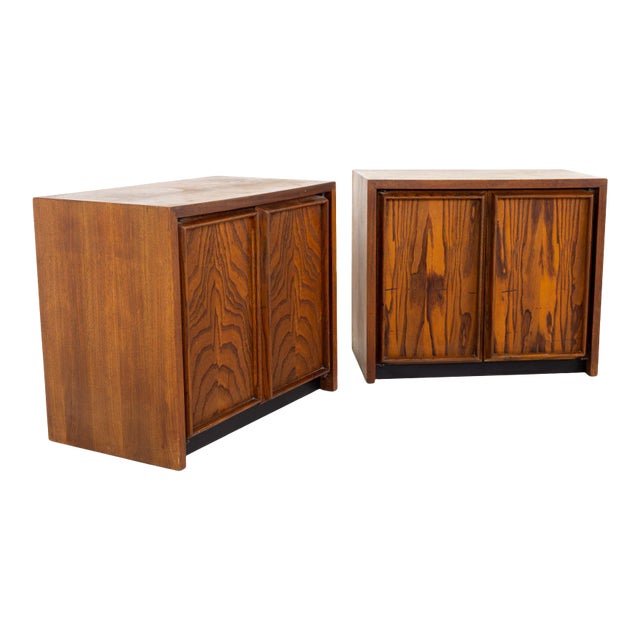 Dillingham Mid Century Pecky Cypress Nightstands - Pair For Sale