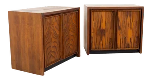 Dillingham Mid Century Pecky Cypress Nightstands - Pair