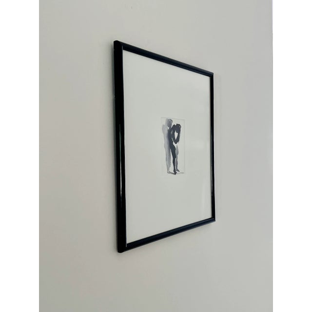 Plastic Vintage ‘Shadow of Lovers’ Minimalist Original Watercolor Painting Art Work by Jane Rudofker Signed and Framed For Sale - Image 7 of 12