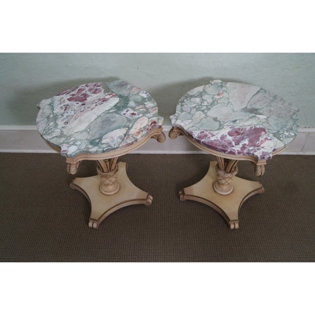 Grosfeld House Painted Wood Marble Top Side Tables Chairish