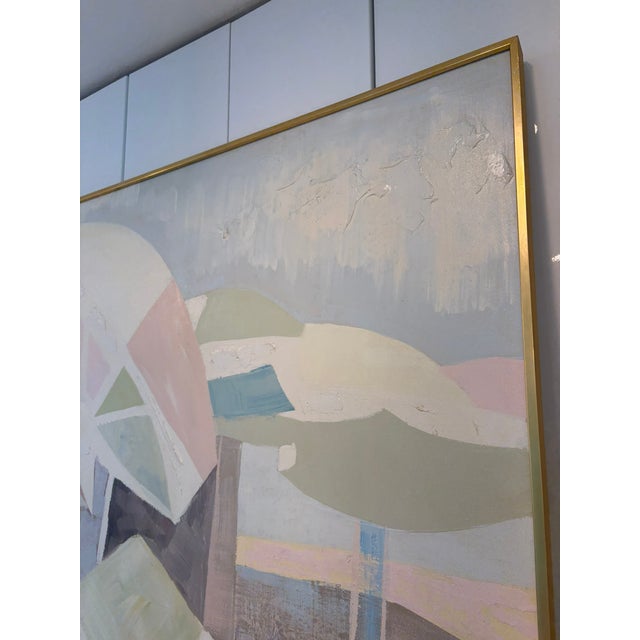 Wood Oversized Lee Reynolds Abstract Beach Umbrellas Oil Painting on Canvas With Impasto For Sale - Image 7 of 15