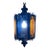 Vintage Gothic Spanish Revival Blue & Amber Glass Swag Lantern For Sale