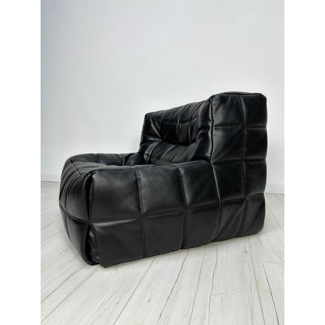Set of Vintage Leather Kashima Seater and Ottoman by Michel Ducaroy for Ligne Roset, 1980s For Sale - Image 6 of 13
