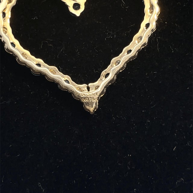 14k Yellow Gold Heart Necklace With Emeralds and Diamonds For Sale - Image 10 of 10