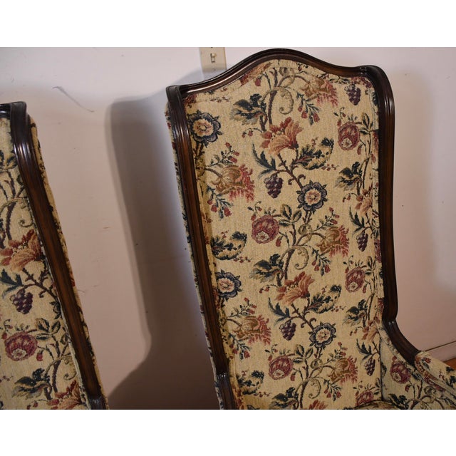 1930 French Xvi Style Fruitwood High Back Living Room Chairs Fireplace Side Chairs For Sale - Image 4 of 18