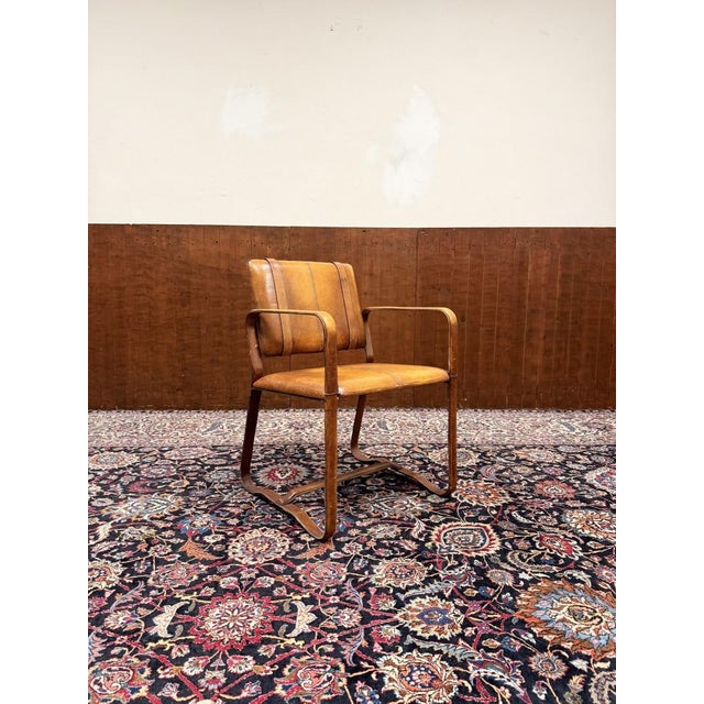 Leather Chair with Buckle in the style of Jaqcue Adnet For Sale - Image 6 of 14