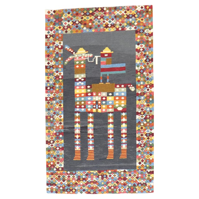 Late 20th Century Persian Pictorial Kilim - 3'11" x 6'3" For Sale - Image 15 of 18
