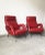 Set of Mid-Century Red Faux Leather and Iron Lounge Chairs Attributed to Carlo de Carli For Sale - Image 10 of 11