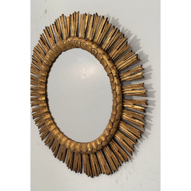 French Gilt Sunburst or Starburst Mirror (Diameter 25) For Sale - Image 4 of 9