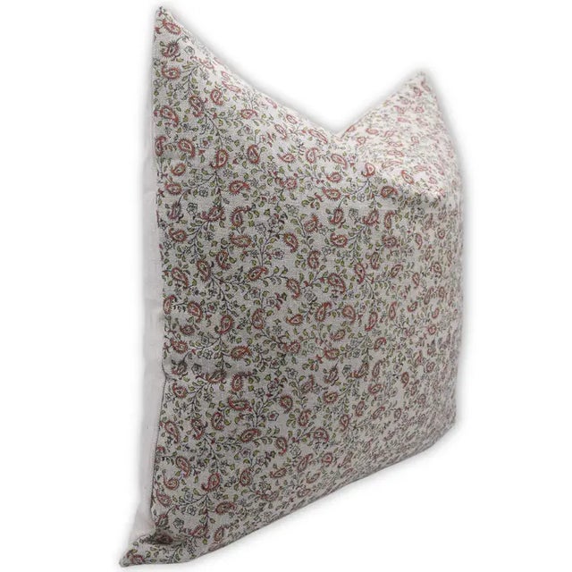 Art Deco Fabdivine Artisan Block Print Throw Pillow Cover 12x20 Inch Thick Linen-Keri Jaal For Sale - Image 3 of 8