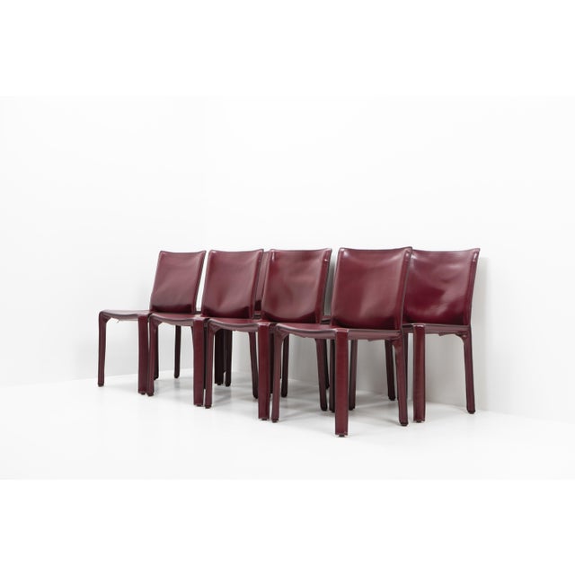Cab 412 Bordeaux Red Chair Set by Mario Bellini for Cassina, 1990s, Set of 8 For Sale - Image 17 of 17