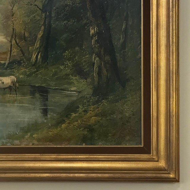 Framed Oil Painting on Canvas by J. Vanlint 'Landscape With Cows' For Sale - Image 13 of 17