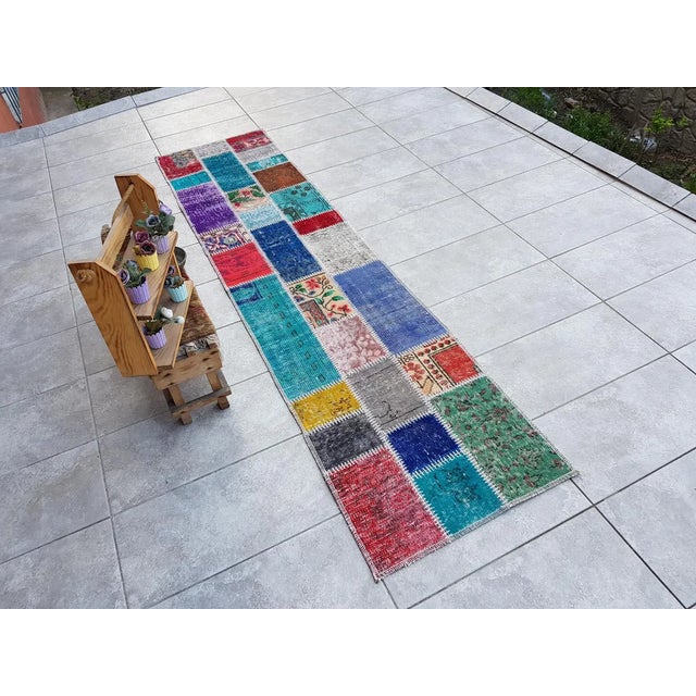 Faded Vintage Turkish Runner Rug For Sale - Image 9 of 10