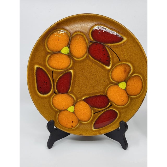 Mid-Century Modern Vintage French Earthenware Saint Clément Plates, 1950s, Set of 5 For Sale - Image 3 of 9