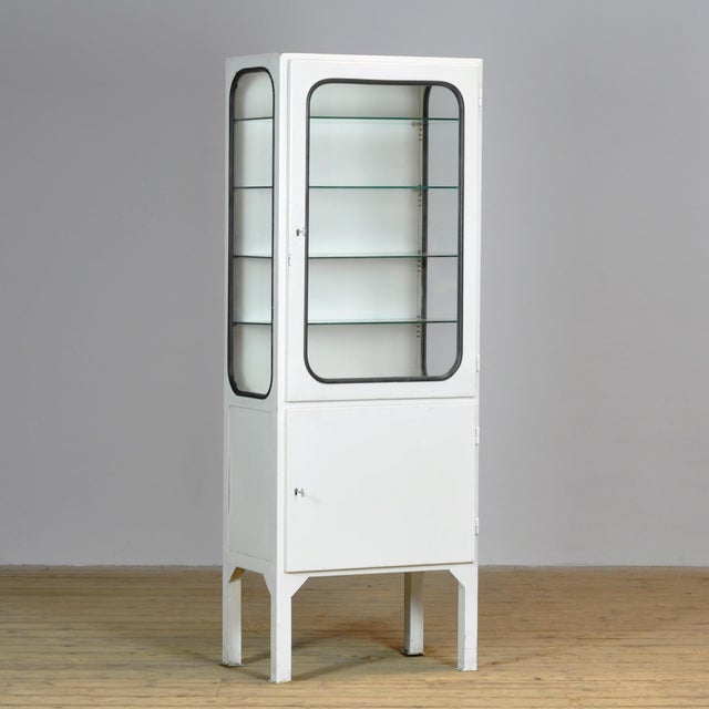 Industrial Vintage Glass and Iron Medical Cabinet, 1970s For Sale - Image 3 of 10