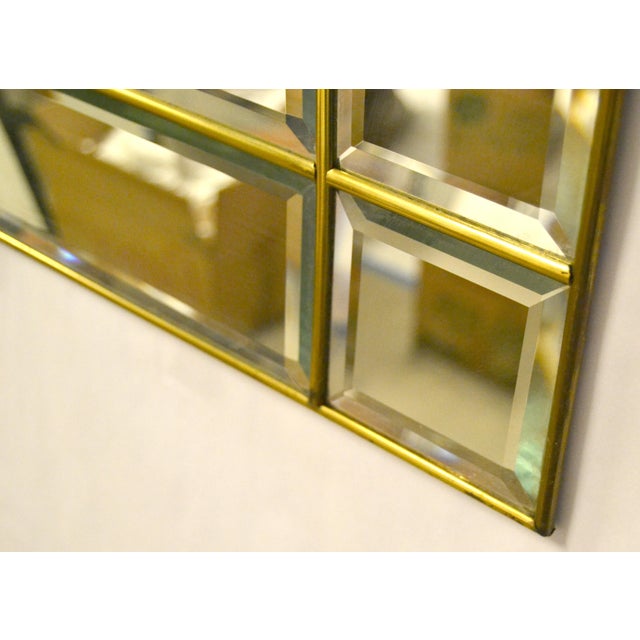1970s Venetian Arch Shaped Beveled Glass Brass Wall Mirror Hollywood Regency For Sale - Image 12 of 14