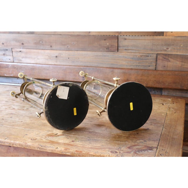 Vintage Pair of Chapman Brass & Glass Hurricane Candle Holders, 1985 For Sale - Image 16 of 18