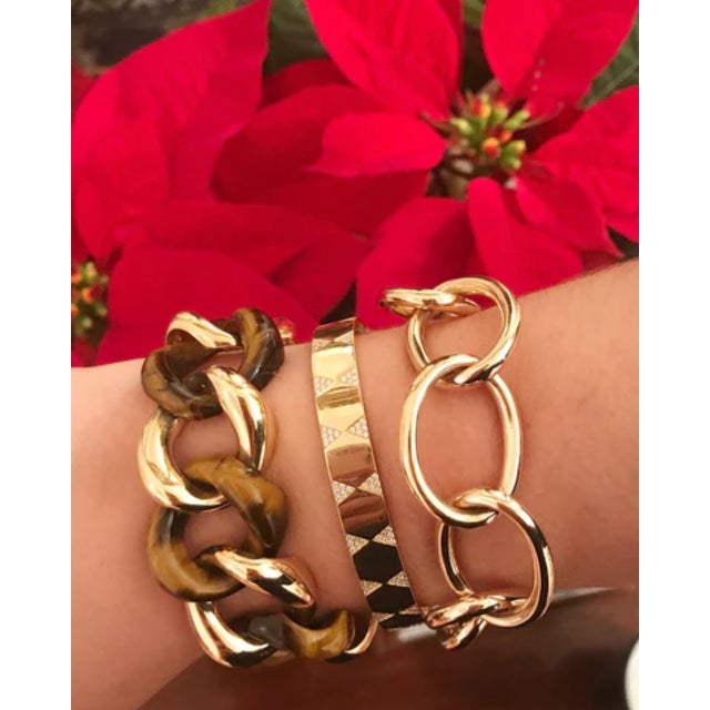 Not Yet Made - Made To Order Christina Addison Tiger's Eye Gold Link Bracelet For Sale - Image 5 of 12
