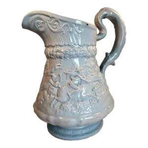 Antique Country English W. Ridgway & Co. 1835 Dated w.ridgway Hanley Blue Staffordshire Large Size Pitcher