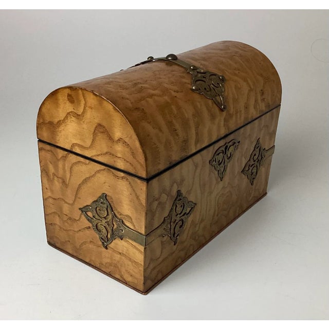 Late 19th Century Antique Late 19th Century Burl Wood Dome Letter Writing Treasure Box For Sale - Image 5 of 11